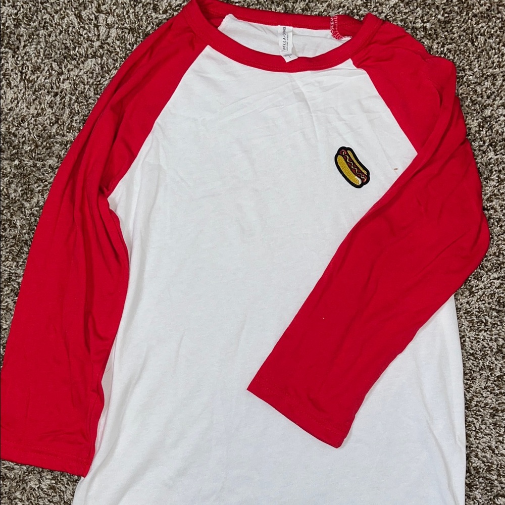 Bella Canvas Red and White Raglan Tee